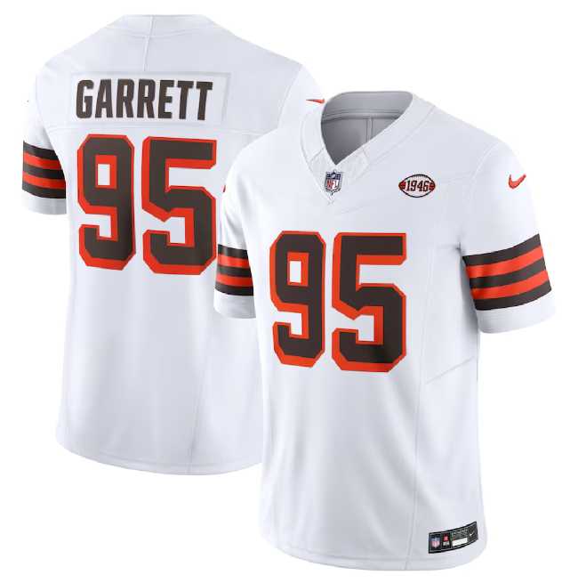 Men & Women & Youth Cleveland Browns #95 Myles Garrett White 2023 F.U.S.E. 1946 Collection Vapor Untouchable Limited Stitched Jersey->cleveland browns->NFL Jersey